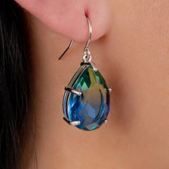 Giani Bernini Crystal Pear Drop Sterling Silver Fish Hook Earrings - Picture 2 of 3